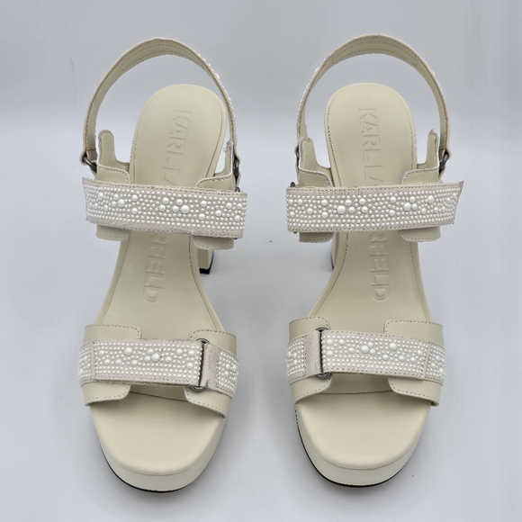 NWOT Karl Lagerfeld Paris Alessia Pearl Platform Sandals, Women's 10 - Picture 3 of 16